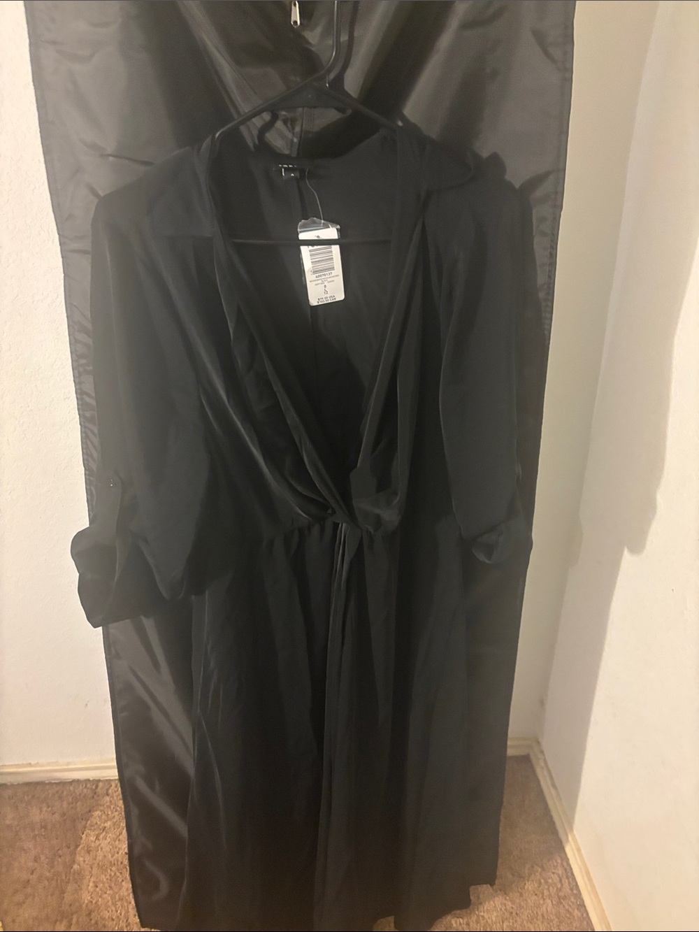 torrid Black Wrap-Front Midi Dress with Tie Waist